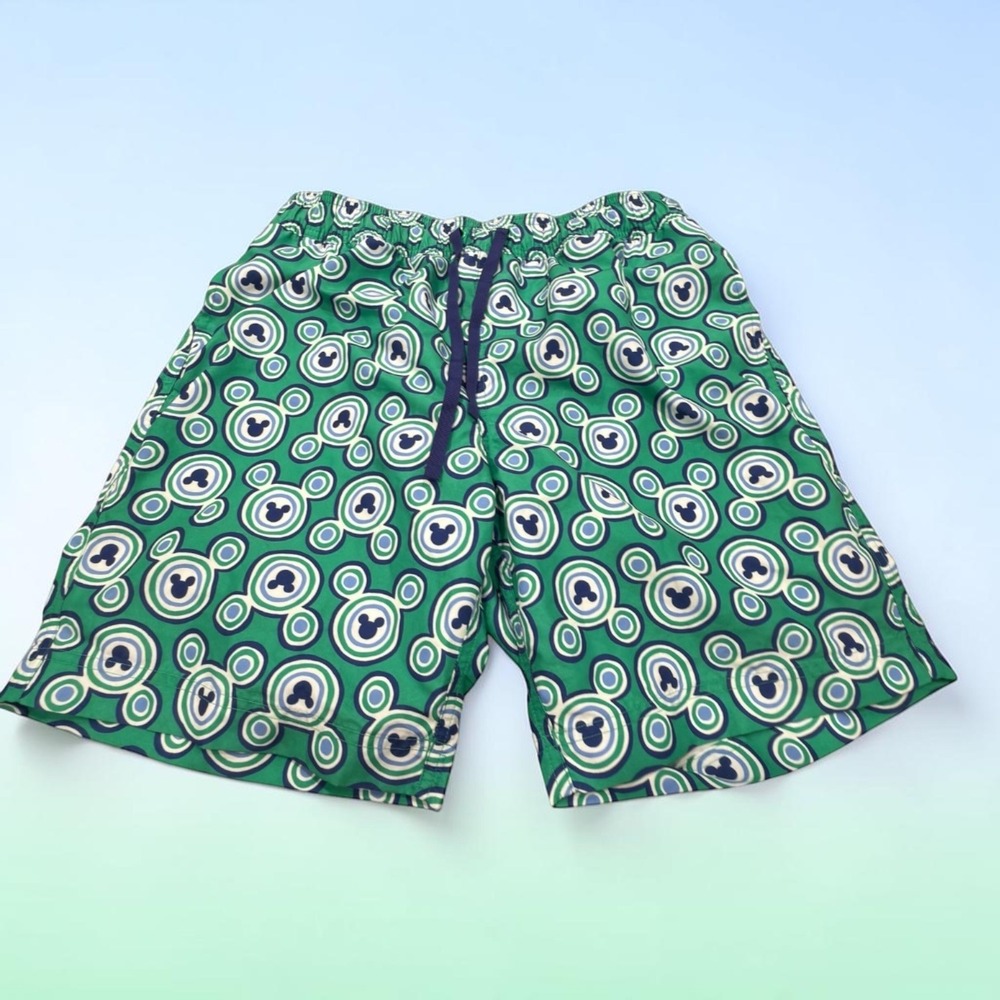 Hanna Andersson Swim Trunks Men Small Green Disney Mickey Mouse Geometric Board